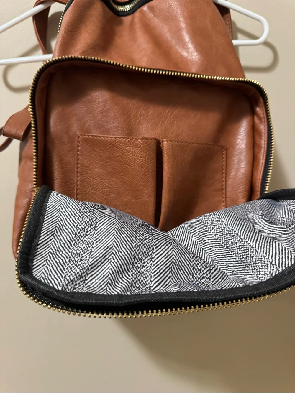 Madison West Brown Faux Leather Backpack